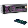 Techschermo Autoradio 1 Din con Bluetooth - Autoradio Bluetooth con radio FM, controllo vocale, posizione APP, chiamate a mani libere, memoria di spegnimento, ingresso AUX/TF/USB, retroilluminazione colorata