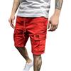 Generisch Pantaloncini da uomo, pantaloncini corti, estivi, tempo libero, jogging, cargo, cotone, da uomo, estivi, vintage, sport, da lavoro, da donna, Colore: rosso, 3XL