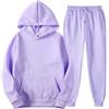 Generisch Tuta da jogging da uomo, estiva, per uomo, donna, inverno, tempo libero, tinta unita, felpa con cappuccio, pantaloni con nappe, abbigliamento sportivo, Lilla, XXL