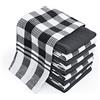 Chef Pomodoro Strofinacci Cucina Cotone (Pacco da 10) 38 x 63 cm, Canovacci Cucina in 100% Cotone a Scacchi e Tinta Unita, Asciugamani Cucina Super Assorbenti, Lavabili in Lavatrice (Nero)