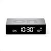 Lexon Flip Premium Digital Alarm Clock - Rechargeable Desk Clock with On/Off Faces - Snooze function, Pure VA LCD display, Touch & Sound Sensor, Aluminum - Silver