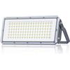 LAMLAMCK 100W Faretto LED da Esterno - 10000LM Super Luminoso Faro LED Esterno con Trasformatore, 7000k Bianca Fredda Luce Esterna, Impermeabile IP67 Faretti per Garage, Cortili, Stadi, Fabbriche