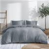 Dreamzie Set Copripiumino Matrimoniale Cotone Satino - Grigio - Copripiumino 200x200 e 2x Federe 80x80 cm - Certificato Oeko-Tex - 3 Pezzi