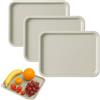 Zephyra Set di 3 Vassoi da Portata in Plastica Rettangolari Antiscivolo - Vassoio Piccolo per Colazione, Cucina, Caffè, Hotel, Riutilizzabile, 24,8 x 17,8 cm - Khaki