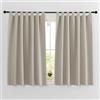 PONY DANCE Tende Oscuranti Corte Camera da Letto per Finestre Piccole 2 Pezzi 140x145 CM Tenda Oscurante Termica per Cucina con Passanti da Interno, Natura