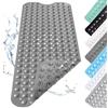 ARCPNRT Tappetino Doccia Antiscivolo, 100x40cm Tappeto Doccia Antiscivolo con Ventose, Tappeto Bagno Antiscivolo Lungo, Tappeto Doccia con Fori di Drenaggio, Tappeto Doccia Morbido Sui Piedi, Grigio