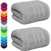 EDB 2 asciugamani da bagno extra large super jumbo (100 x 200 cm, 600 g/m²), asciugamani da bagno grandi in 100% cotone egiziano, asciugamani da bagno grandi (argento, 2)