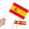 Anley Spagna Mini Flag 12 Pack - Bandiere spagnole in miniatura piccole tenute a mano su bastone - Colori vivaci e resistenti allo sbiadimento - 5 x 8 pollici con asta solida e punta a lancia
