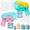 Libershine Pistola a Bolle per Bambini, 2 Pcs Macchina Automatica per Bolla di Sapone 10000+ Bolla/Min, Giocattoli a Sapone con Luce LED, 440ml Liquido Incluso, Feste Estive all'aperto Regalo Nozze