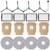 DianSung Accessori per iRobot Roomba Plus 405/505/500/506/400/507 Combo parte di ricambio per aspirapolvere, 4 panni, 4 sacchetti per la polvere, 4 spazzole laterali, 4 filtri