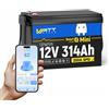 Wattcycle Mini batteria LiFePO4 da 12 V 314 Ah con Bluetooth, 4,01 kWh di energia, alette di raffreddamento in alluminio migliorate e cavi in rame intrecciati, telaio in metallo integrato, per camper, solare e