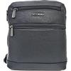 COVERI COLLECTION Borsello Tracolla Regolabile In Ecopelle Verticale Multitasca Grande Capiente Borsa Vintage a Spalla Porta Tablet Zip Art. 4848 Dimensioni 24 X 22 X 3 (NERO)