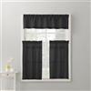 No. 918 Martine - Tenda da cucina semitrasparente in microfibra con tasca per bastone, mantovana e ripiani, 137,2 x 91,4 cm, nero