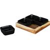 Wenko Ciotole Con Vassoio Mod Elo 5 Pezzi in Ceramica Nera per Stuzzichini e Antipasti Legno di Acacia FSC Ottimo per Feste Bbq Dimensioni 19x19x5 Cm