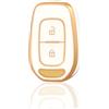 OFF WE GO Custodia Chiave Cover Chiave Guscio Chiavi per Renault Kwid Symbol Clio Trafic Sandero Dacia Logan Duster Dokker Captur Kadjar Coprichiave Macchina TPU Telecomando Portachiavi, Oro Bianco