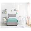 EVERGREENWEB MATERASSI & BEDS EVERGREENWEB Letto Singolo con Contenitore 80x195 cm, Elegante Struttura Letto Imbottita per Adulti e Ragazzi, Rete a doghe in Legno Inclusa, Moderna Testiera Rivestimento SFODERABILE Grigio Chiaro
