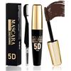 Lestpola Mascara 5D Telescopico Marrone per Ciglia, Mascara Colorato Impermeabile Anti-sbavatura a Lunga Durata, Maschera per Ciglia in Fibra di Seta per Volume e Lunghezza, Effetto Extension Ciglia, Trucco