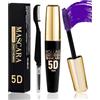 Lestpola Mascara telescopico 5D viola per eyelashes, waterproof Smudge-proof Long Lasting Colored Mascara, mascara in fibra di seta, volume e lunghezze, effetto extension per cosplay party 05