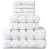 GC GAVENO CAVAILIA Set di 8 asciugamani in cotone egiziano, ad asciugatura rapida, ad alta assorbenza, colore: bianco (4 per il viso + 2 asciugamani + 2 asciugamani + 2 da bagno)