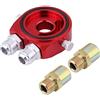 Aramox Oil Cooler Kit with M20x1.5 Sandwich Filter Adapter, Aluminum Sandwich Plate, 1/8 NPT Oil Radiator (Red) - Enhanced Cooling Performance for Automotive Applications