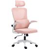 Vinsetto Sedia da Ufficio Regolabile e Reclinabile con Poggiatesta Rimovibile, in Tessuto a Rete, 60x59x114-122 cm, Rosa | Aosom Italy