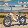E-Bike Motore 1000W 48V20AH Batteria rimovibile 3 modalità di ciclismo Bicicletta elettrica Pneumatico grasso da 20 pollici Bici elettrica pieghevole per tutti i terreni - white