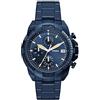 Fossil Orologio Bronson da uomo, Movimento cronografo al quarzo con cinturino in pelle o acciaio inossidabile, Blu, 44 mm