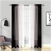 Melodieux Tende trasparenti sfumate nere Ombre, 142,2 x 228,6 cm, 2 pannelli