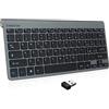 Zienstar- Mini Tastiera Senza Fili 2.4Ghz con Ricevitore USB,Layout Italiano-Grigio