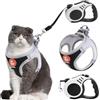 SENLINLIN Pettorina Gatto, Guinzaglio per Gatti Allungabile da 5m, Imbracatura per Gatti Antifuga con Strisce Riflettenti e Rete Traspirante, per Passeggiate all'aperto - L