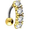 PIERCINGLINE Piercing per ombelico in titanio, stendardo di cristallo, argento 925, piercing Bananabell a banana, selezione colori
