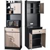 KOMFOTTEU Credenza Alta da Cucina 180 cm, Mobile Cucina Dispensa con Fori Cavi, Mobile Buffet con Ripiano Regolabile, 3 Ante e Cassetto, per Soggiorno, Sala da Pranzo, Bagno, 60 x 40 x 180 cm (Nero)