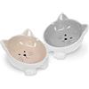 Navaris Set 2X Ciotola Gatto - 2 Scodelle in Ceramica per Animali - Vaschette per Cibo Secco e Umido - Pet Bowls Antiscivolo per Cani Gatti e Conigli