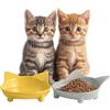 Navaris Set da 2 Ciotole Gatto Rialzate - Ciotola Rialzata per Gatti - per Cibo Secco Umido Acqua - Melamina con Gommini Antiscivolo AntiGraffio - a Forma di Gatto - Grigio Giallo