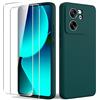 Byvuwiay Cover per Xiaomi 13T/13T Pro 5G con 2 Vetro Temperato Pellicola Protettiva, Custodia in TPU Ultra Sottile Antiurto Anti-Scratch Case, Verde scuro