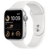Apple Watch SE 44 mm (2022) | GPS | argento | Cinturino Sport bianco S/M