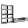 Skraut Home | Mobile Soggiorno TV | Parete Attrezzata Soggiorno | 320x186x35cm | Per TV fino a 80 | Camino elettrico | Stile moderno | Cemento