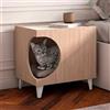 Skraut Home - Tavolino per animali Ellie, foro per ingresso laterale, 1 porta. Tavolino per gatti e cani, lettiera, comodino, per soggiorno e bagno, 46,8 x 37 x 40 cm (Brown)