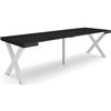 Skraut Home | Consolle allungabile | Tavolo consolle allungabile | 260 | Per 12 persone | Gambe in legno | Stile moderno | Nero
