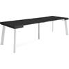 Skraut Home | Consolle allungabile | Tavolo consolle allungabile | 260 | Per 12 persone | Gambe in legno | Stile moderno | Nero
