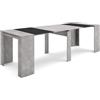Skraut Home | Consolle allungabile | Tavolo consolle allungabile | 260 | Per 12 persone | Tavolo da pranzo | Stile moderno | Cemento