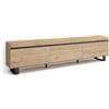 Skraut Home | Mobile TV Soggiorno | Ampio spazio a disposizione | 240x57x35 cm | Design industriale | Stile moderno | Rovere