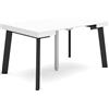 Skraut Home | Consolle allungabile | Tavolo consolle allungabile | 140 | Per 6 persone | Gambe in legno | Stile moderno | Bianco