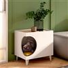 Skraut Home - Tavolino per animali Ellie, foro ingresso laterale, 1 porta, tavolo ausiliario, casa per gatti e cani, scatola di sabbia, comodino, per soggiorno e bagno, 46,8 x 37 x 40 cm (bianco)