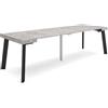 Skraut Home | Consolle allungabile | Tavolo consolle allungabile | 260 | Per 12 persone | Gambe in legno | Stile moderno | Cemento