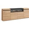 Skraut Home | Credenza, Mobile, Cucina | Madia, mobile ingresso | 200x75x35cm | 4 Porte | Camino elettrico | Stile moderno | Rovere e nero