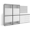 Skraut Home | Scarpiera | Mobile Salvaspazio | 227x145x35 cm | Camera da letto, stanza | Cassettiera | Pannelli Decorativi | Stile moderno | Bianco