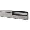 Skraut Home | Mobile TV Soggiorno | Ampio spazio a disposizione | 200x45x35cm | Per TV fino a 80 | Mobile Soggiorno | Stile moderno | Cemento