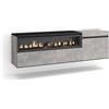 Skraut Home | Mobile TV Soggiorno | Ampio spazio a disposizione | 150x45x35cm | Per TV fino a 65 | Camino elettrico | Sospeso, da appendere | Stile moderno | Cemento