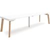 Skraut Home | Consolle allungabile | Tavolo consolle allungabile | 300 | Per 14 persone | Gambe in legno | Stile moderno | Bianco